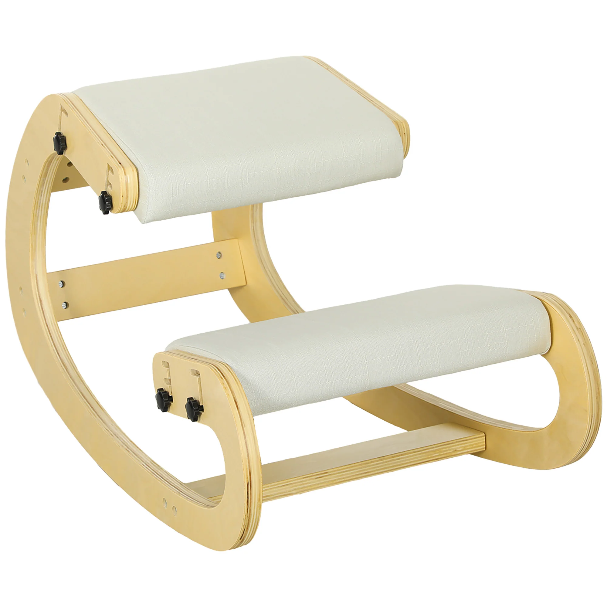 Siège assis genoux, siège ergonomique en bois à bascule, chaise à genoux réglable pour bureau à domicile, améliorer la posture, maux de dos, crème - Image 11