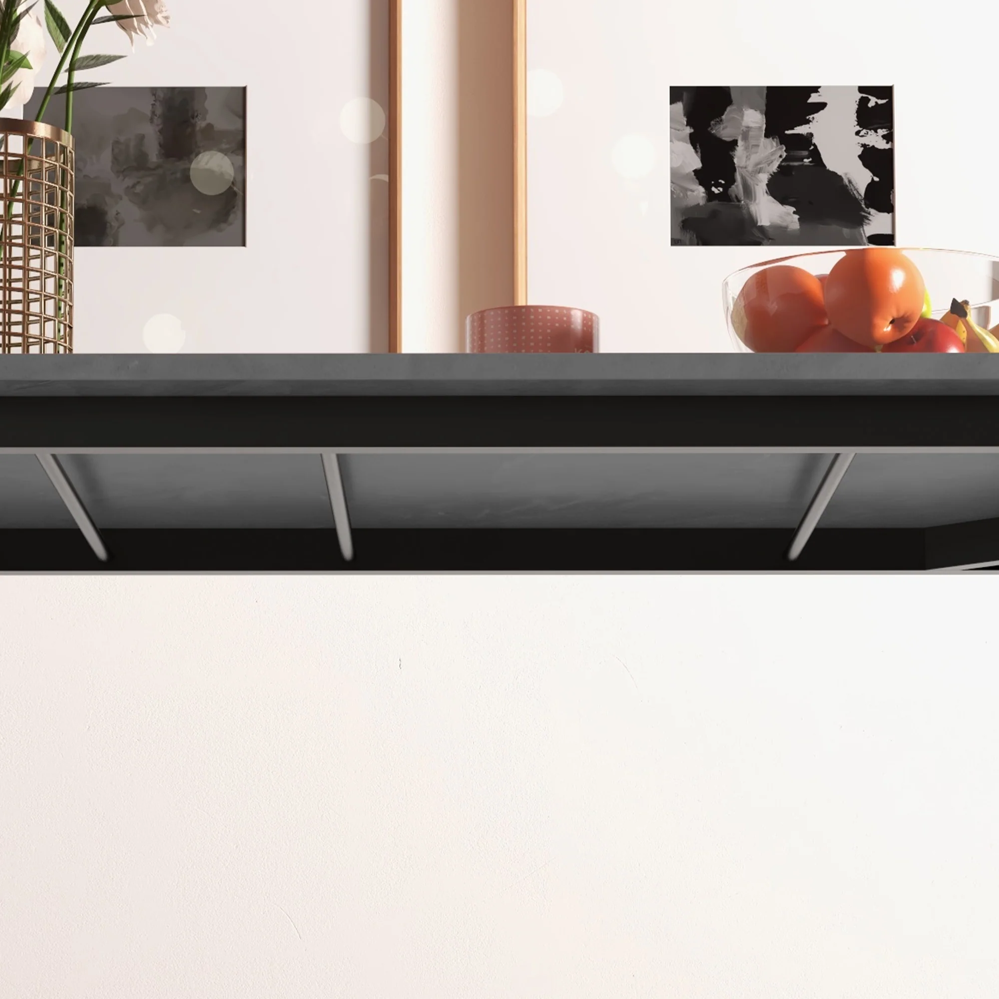 Table à manger extensible table de cuisine design moderne avec grand plateau 6 personnes cadre en acier gris foncé - Image 10