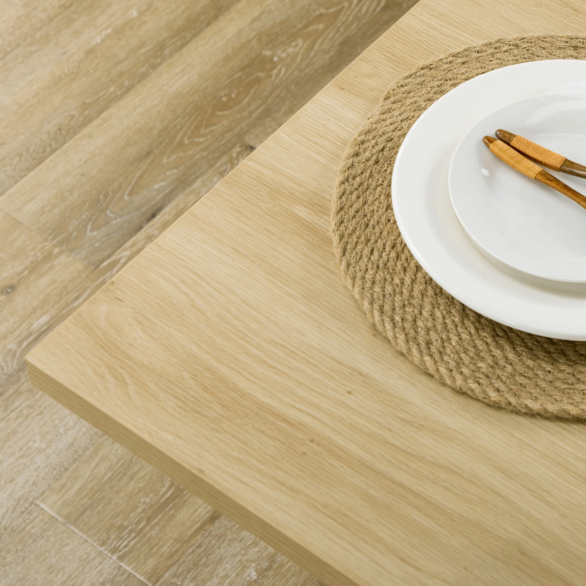 Table à manger ilot central cuisine meuble de rangement table avec grand plan de travail 4-6 personnes - placard 4 portes et étagères - en bois - dim. 110L x 70l x 75,5H cm blanc et naturel - Image 10