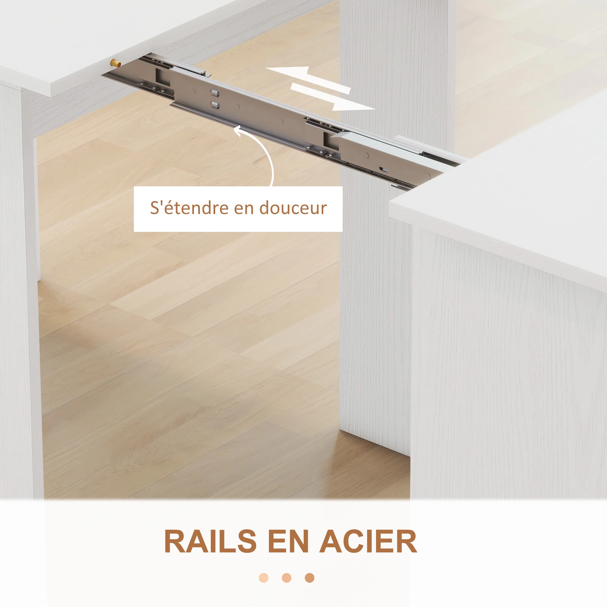 Table à manger pliante, table pliante cuisine rectangulaire extensible jusqu'à 6 personnes, pour petits espaces, salle à manger, blanc - Image 8