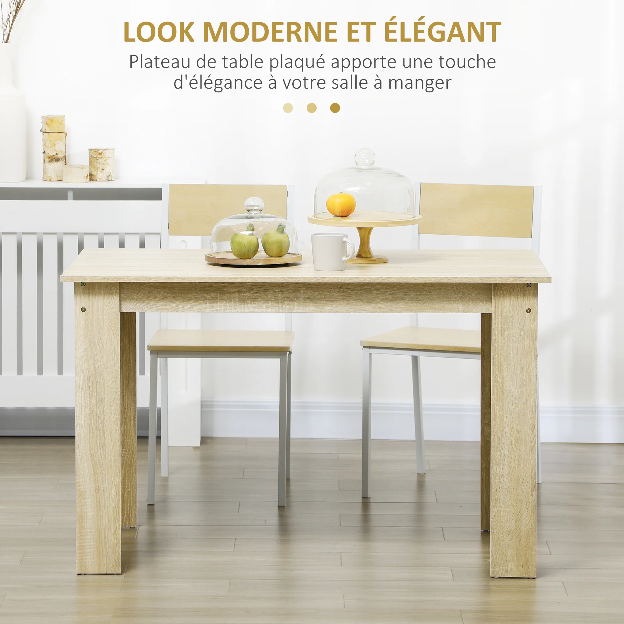 Table à manger rectangulaire pour 4 à 6 personnes, table de cuisine, 120 x 69 x 75 cm, style moderne, pieds triangulaires plus stable, chêne - Image 5
