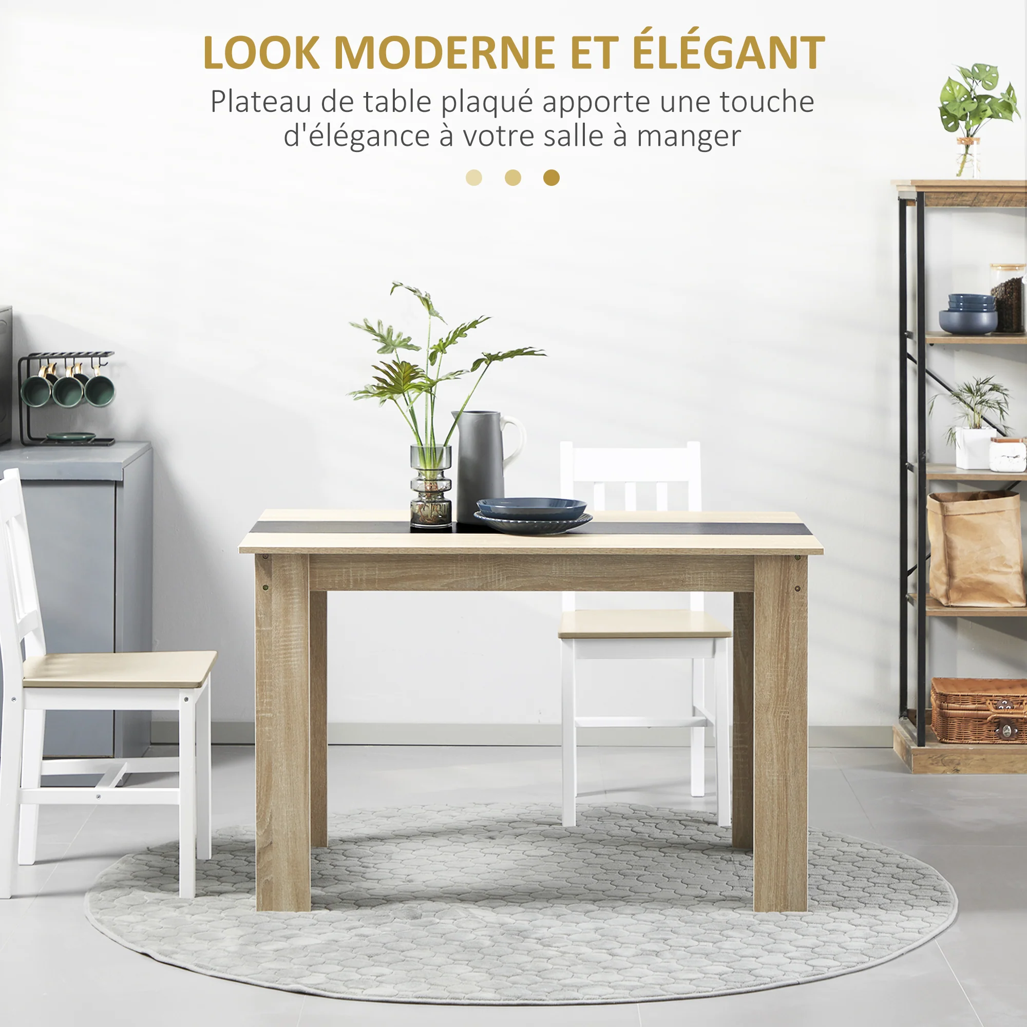 Table à manger rectangulaire pour 4 à 6 personnes, table de cuisine, 120 x 69 x 75 cm, style moderne, pieds triangulaires plus stable, chêne et noir - Image 5
