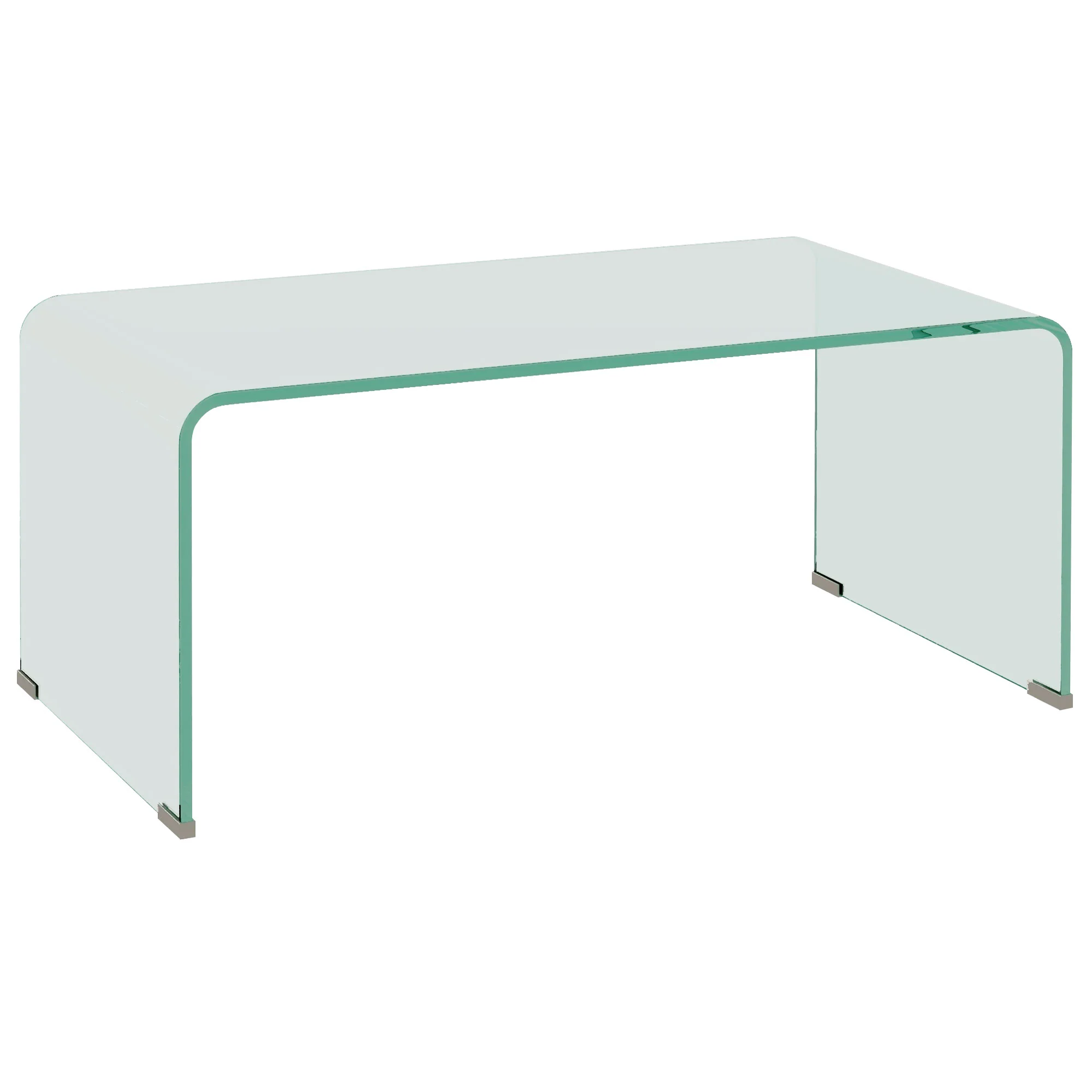 Table basse en verre table de salon rectangulaire design moderne en verre trempé avec bords arrondis s?rs 80 x 45 x 35 cm transparent - Image 2