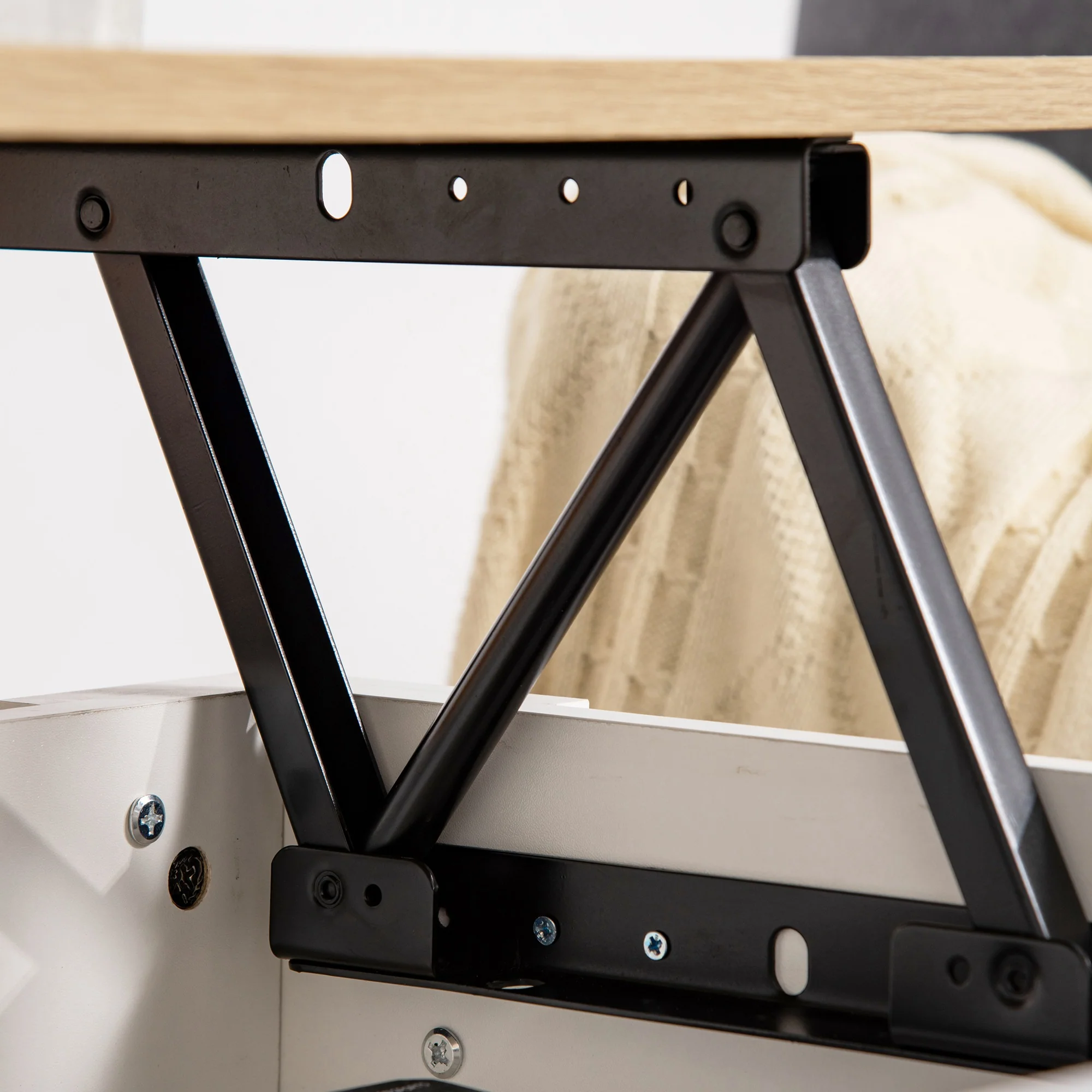 Table basse relevable, table de salon avec compartiment caché, style moderne, pour salon, bureau, 100 x 50 x 45 cm, blanc - Image 10