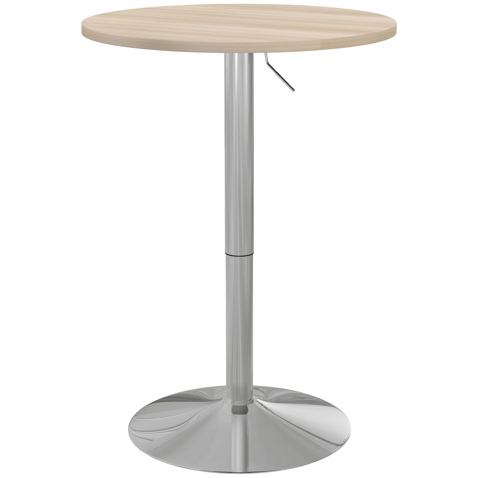 Table de bar ronde table haute cuisine mange-debout réglable en hauteur 69-91 cm avec plateau pivotante à 360° base en acier naturel et gris - Image 11