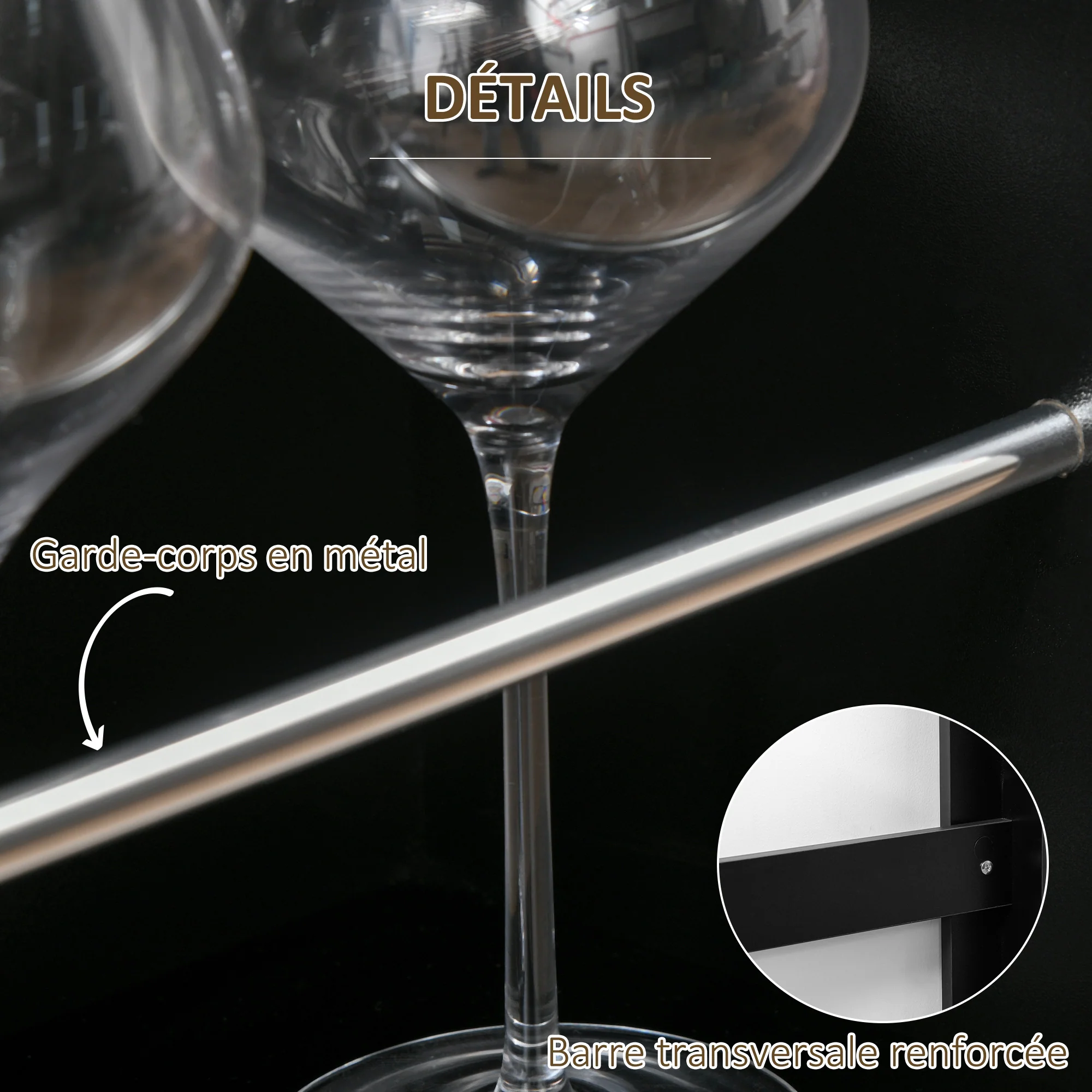 Table de bar table haute de cuisine mange-debout comptoir - dim. 112L x 57l x 106H cm - 3 étagères - noir - Image 6