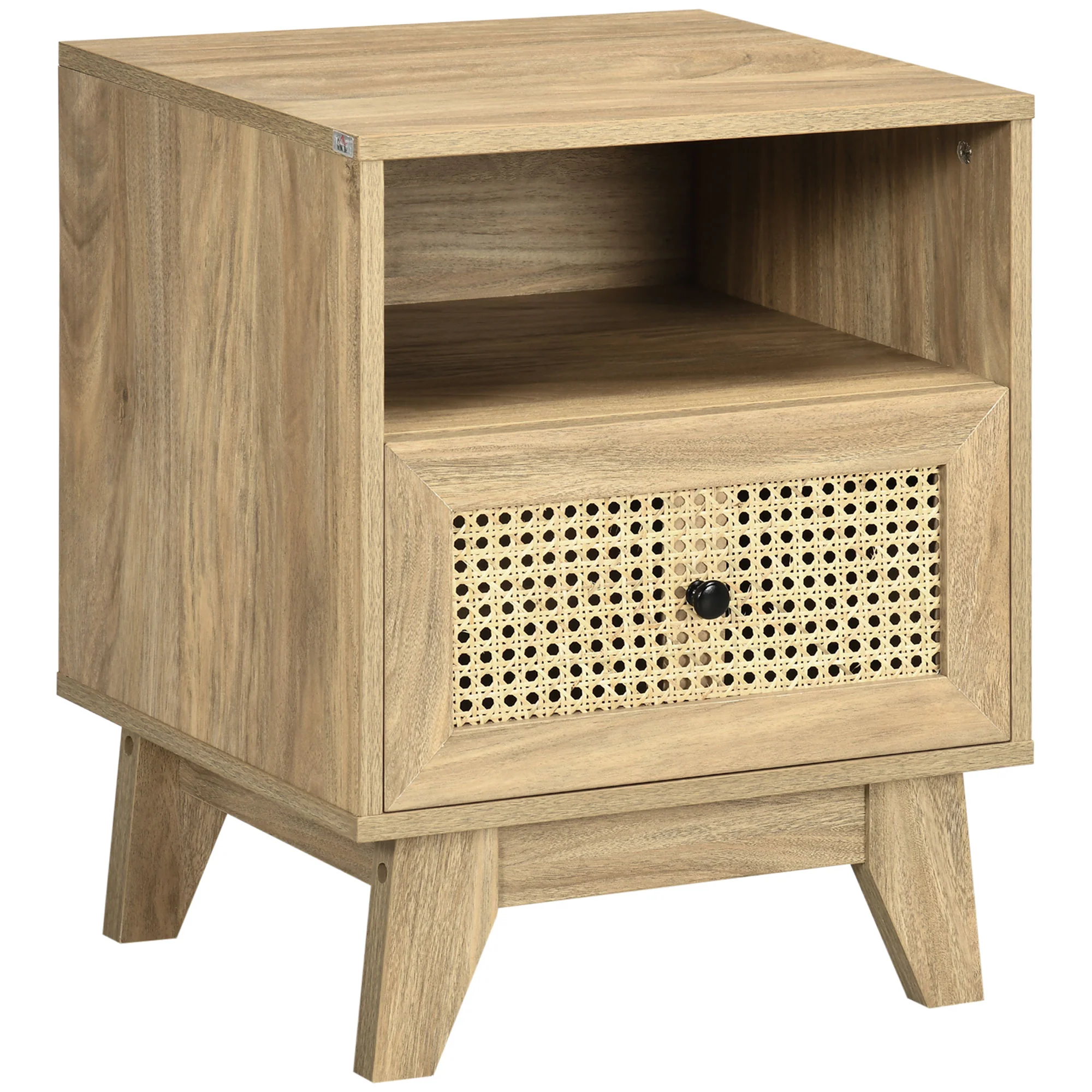 Table de chevet table de nuit meuble de rangement avec tiroir porte cannage et niche design vintage 45 x 39 x 56,5 cm - Image 11