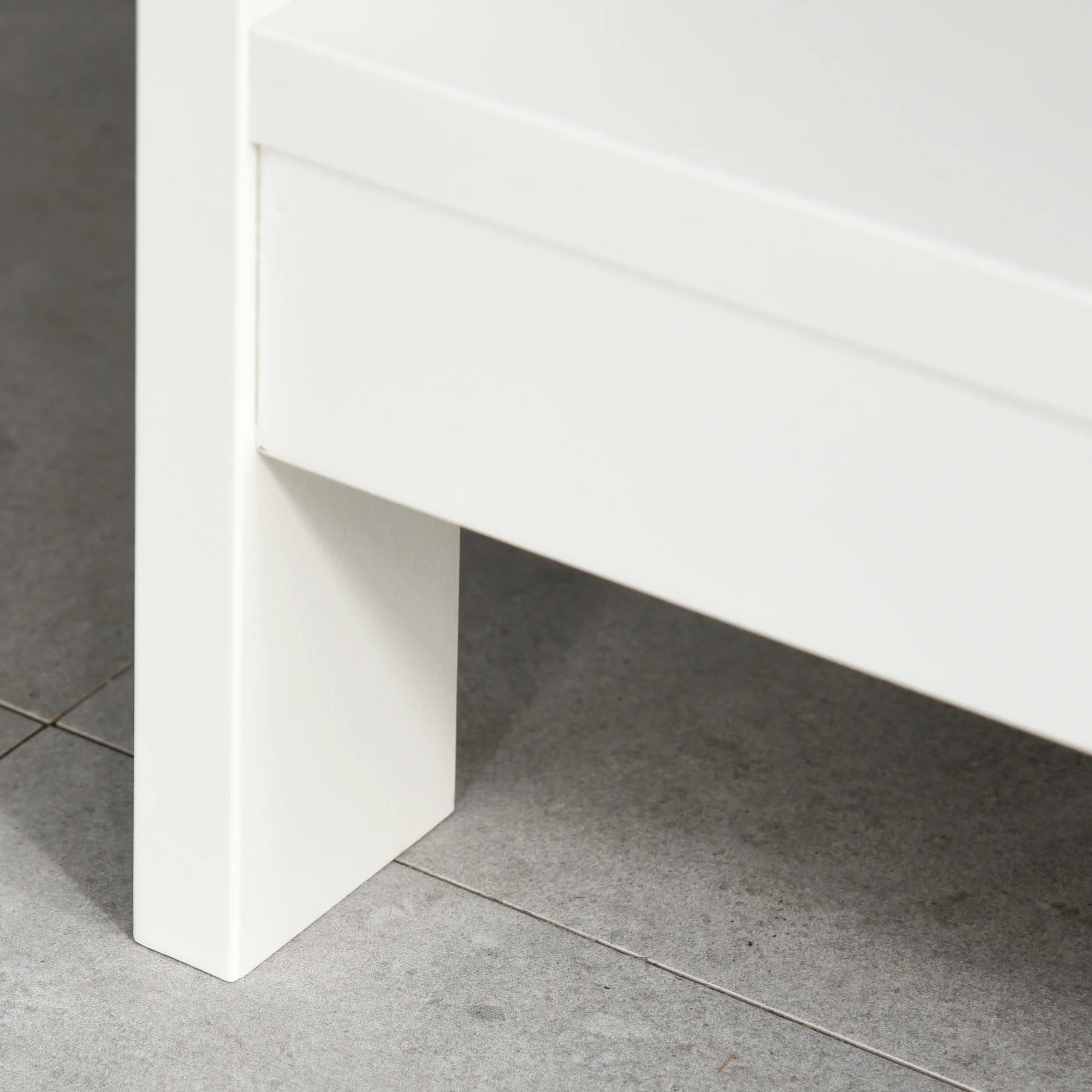 Table de console table d'entrée style table de drapier néo-rétro 2 tiroirs 2 étagères dim. 100L x 30.5l x 80H cm en bois Blanc - Image 9