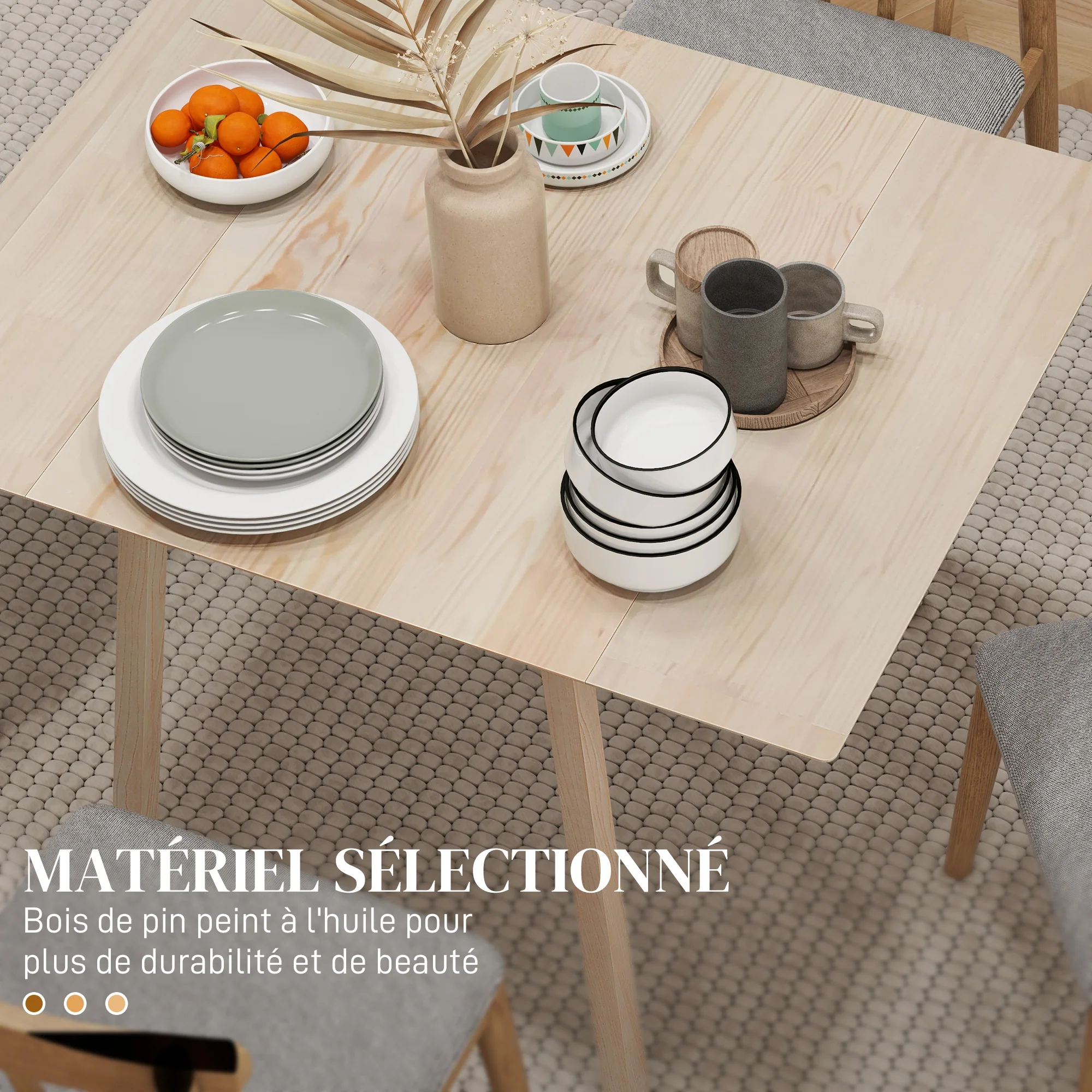 Table de cuisine pliable table à manger pliante avec plateau rabattable en bois pour 2 à 4 personnes, bois naturel - Image 6