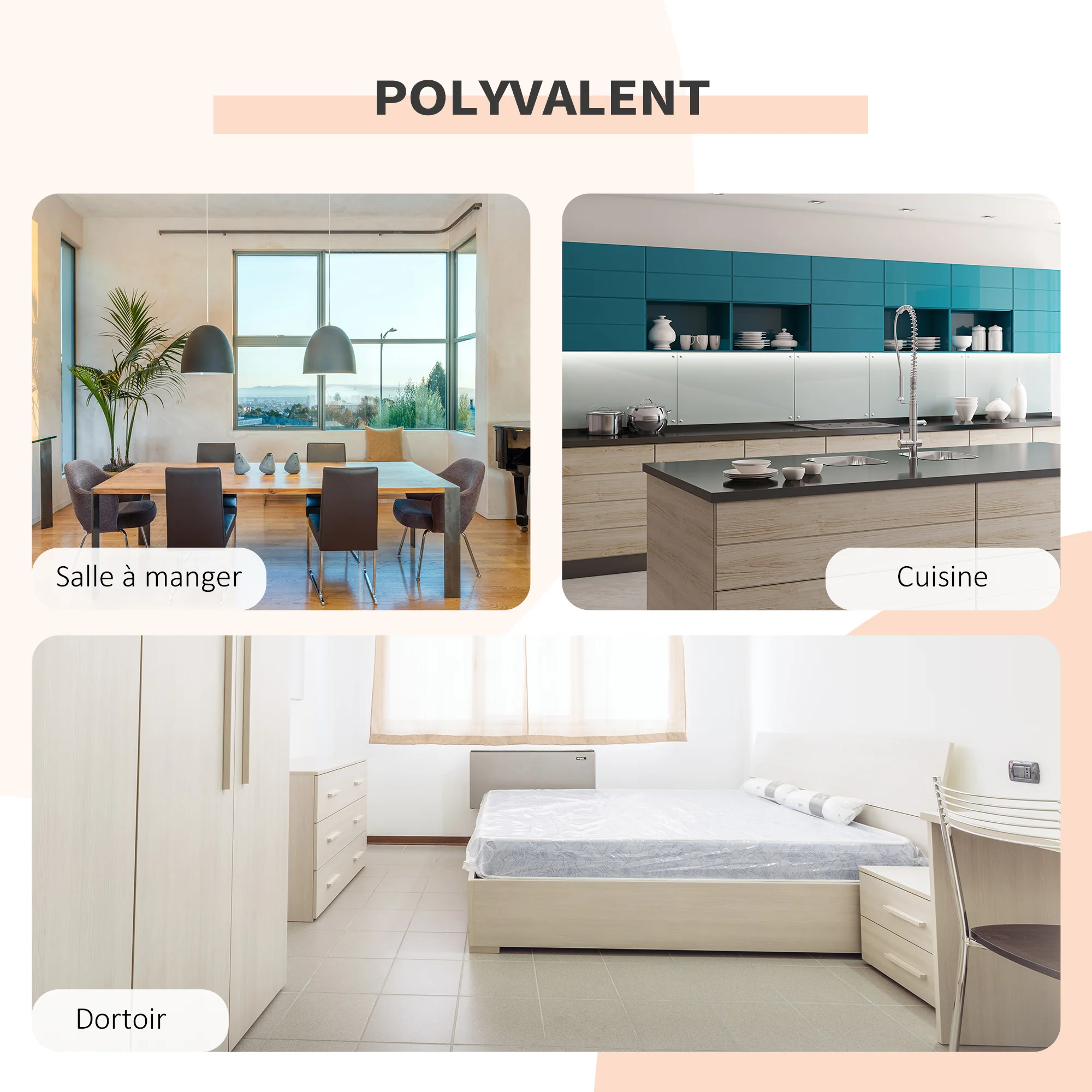 Table pliable de cuisine pour 4 personnes table à manger 4 niches intégrées pour petit espace dim. dépliées 169L x 62l x 75H cm MDF chêne clair acier blanc - Image 6