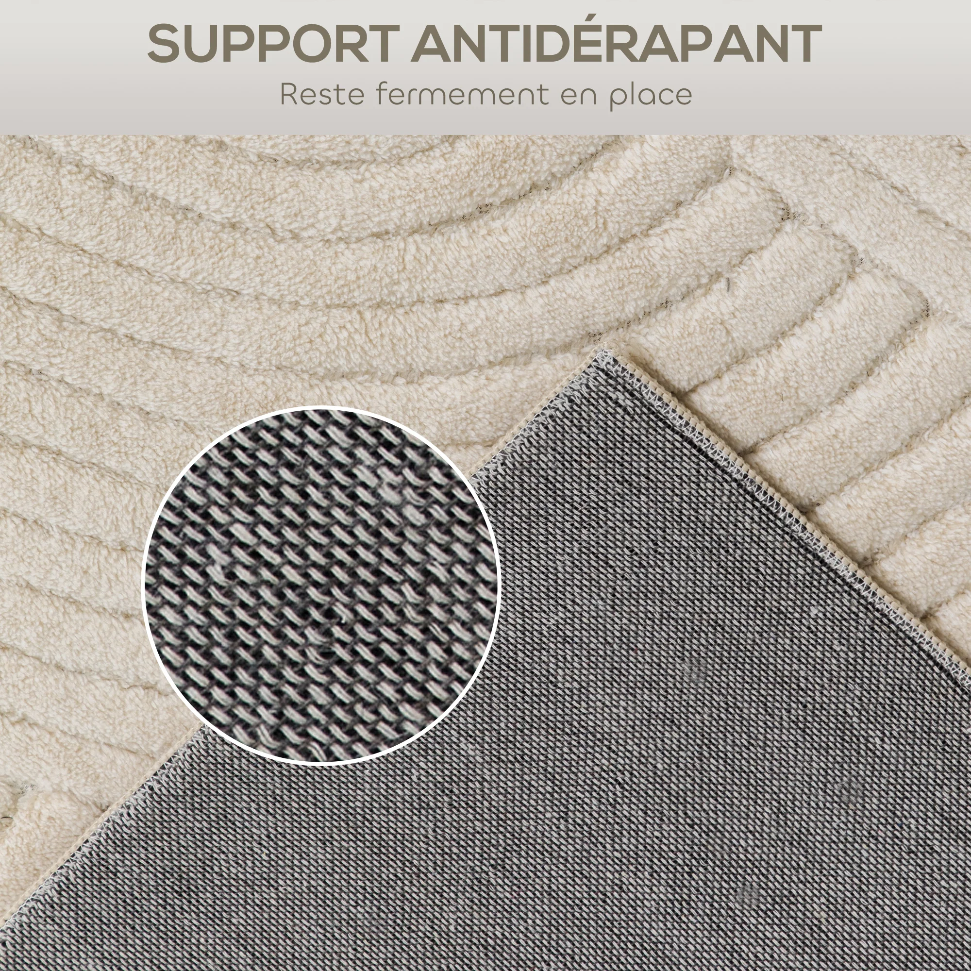 Tapis salon 160 x 120 cm, tapis à poils épais géométrique, moelleux et antidérapant, style moderne, pour salon, chambre à coucher, bureau, crème - Image 6