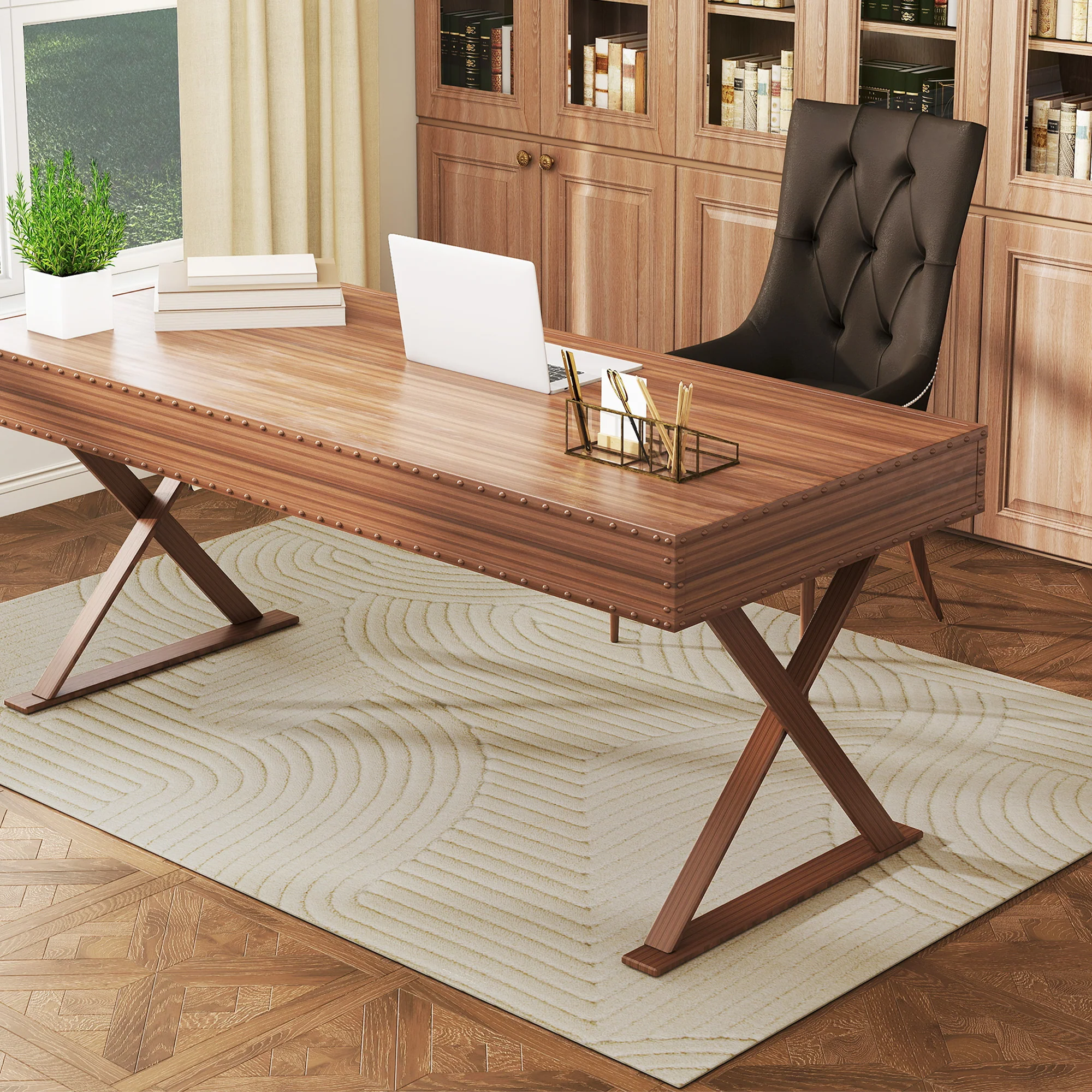 Tapis salon 200 x 140 cm, tapis à poils épais géométrique, moelleux et antidérapant, style moderne, pour salon, chambre à coucher, bureau, crème - Image 10