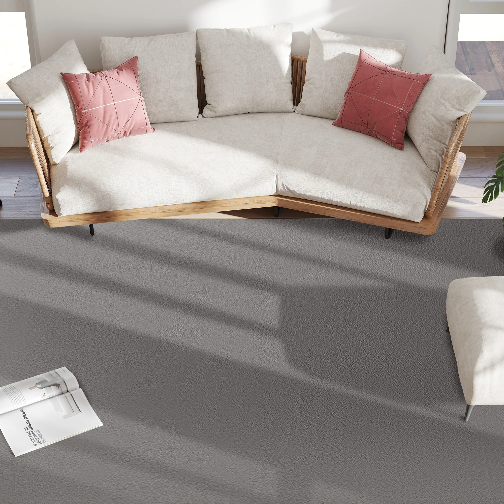 Tapis salon 200 x 140 cm tapis à poils longs, lavable en machine, antidérapant, en fausse fourrure, pour salon, chambre à coucher, bureau, gris clair - Image 9