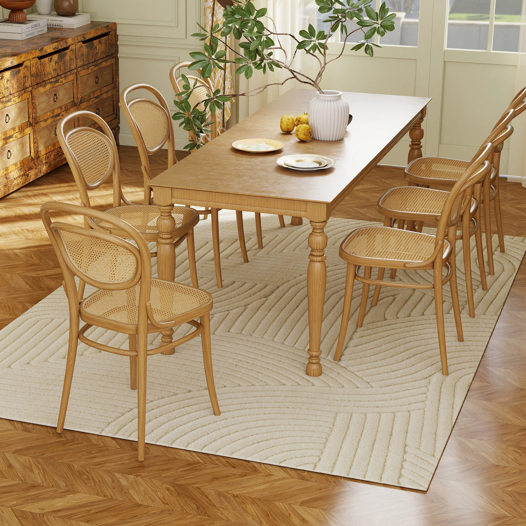 Tapis salon 230 x 160 cm, tapis à poils épais géométrique, moelleux et antidérapant, style moderne, pour salon, chambre à coucher, bureau, crème - Image 8