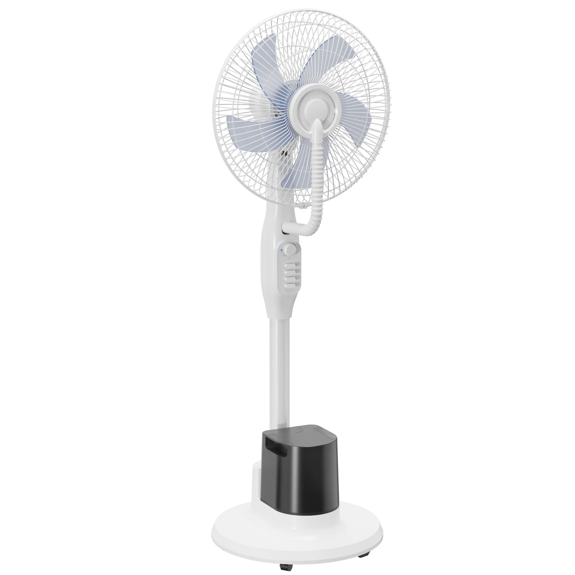Ventilateur brumisateur 90W, ventilateur sur pied 128cm avec oscillation à 70°, 3 vitesses, réservoir d'eau 3,5 L, 5 roues, pour maison, bureau, blanc - Image 2