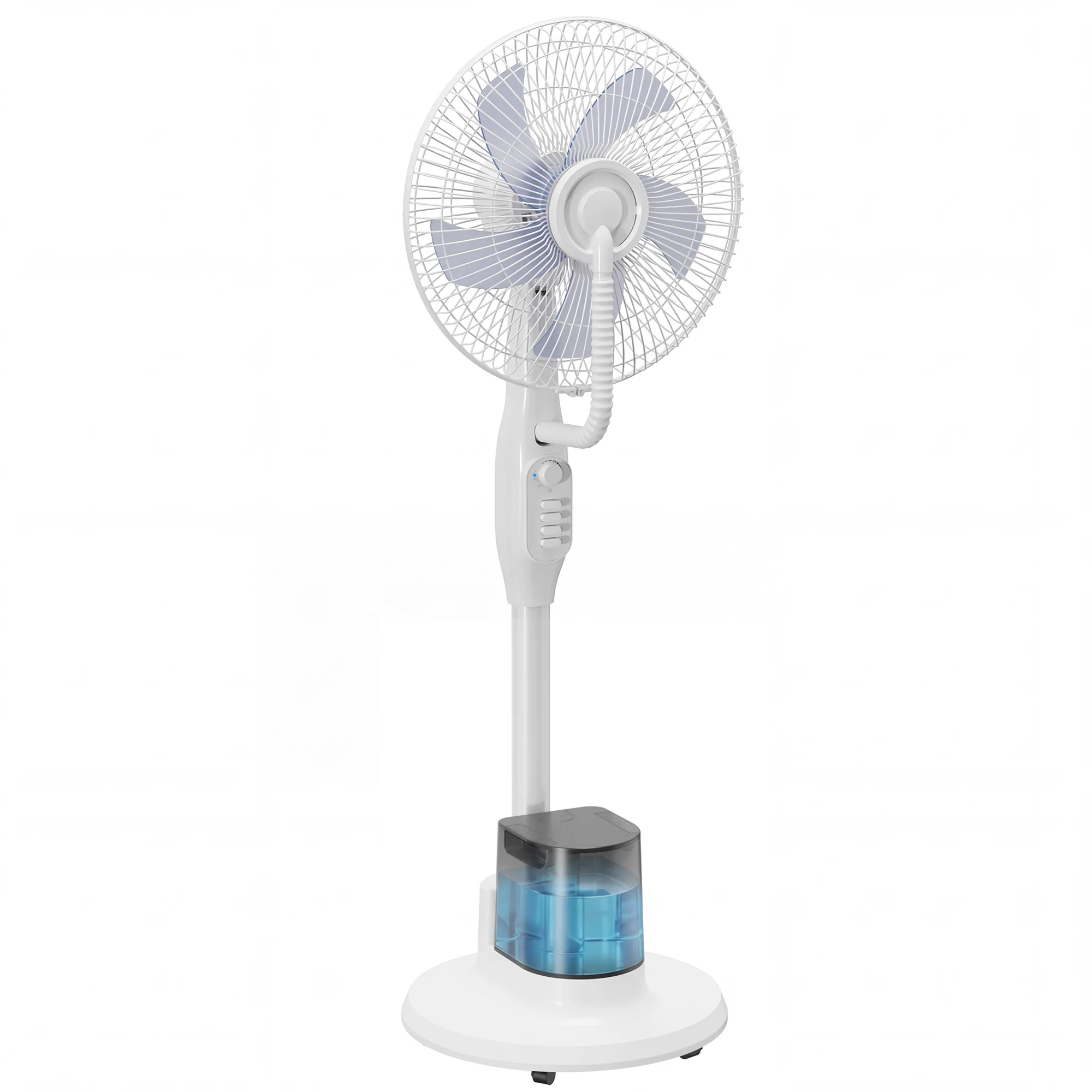 Ventilateur brumisateur 90W, ventilateur sur pied 128cm avec oscillation à 70°, 3 vitesses, réservoir d'eau 3,5 L, 5 roues, pour maison, bureau, blanc - Image 8