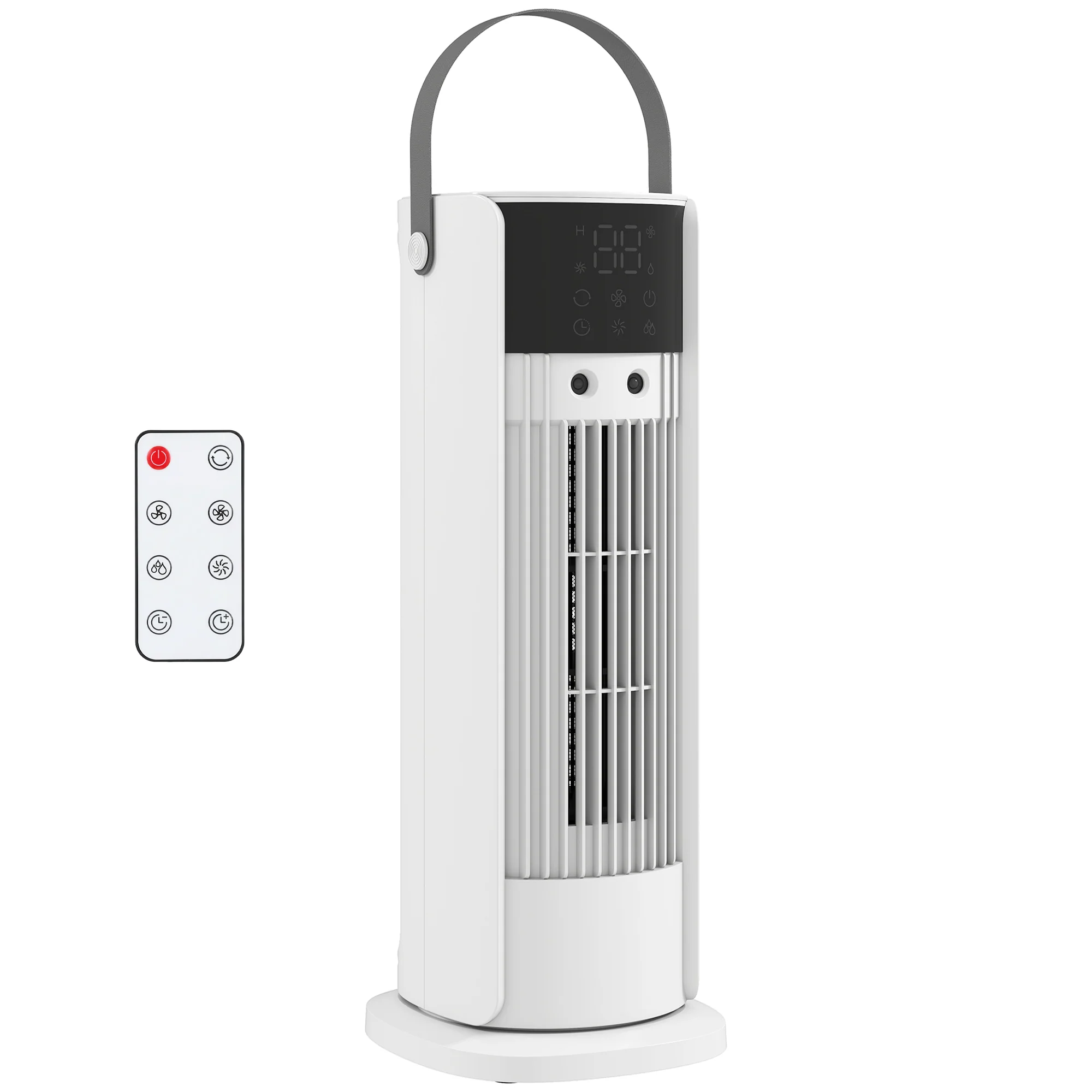 Ventilateur de table colonne avec brumisateur et éclairage RGB, ventilateur de bureau 3 vitesses, oscillation à 90°, minuterie 10 h, pour chambre et bureau, blanc - Image 2