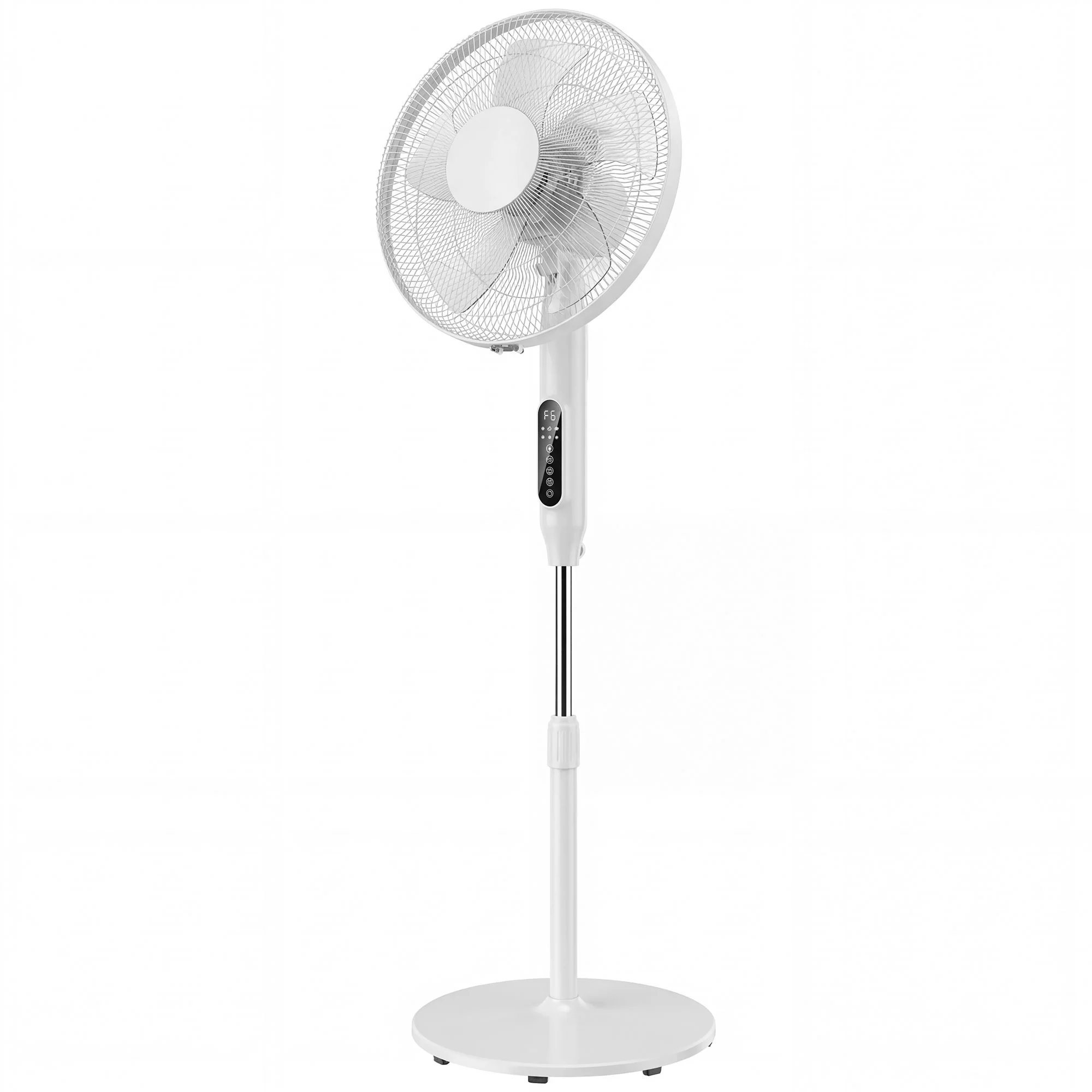 Ventilateur sur pied contr?lé par APP, ventilateur 45 cm avec télécommande, 3 vitesses, 3 modes, hauteur réglable 118-138 cm, minuterie 15 h, oscillant, pour chambre, salon, bureau, blanc - Image 2