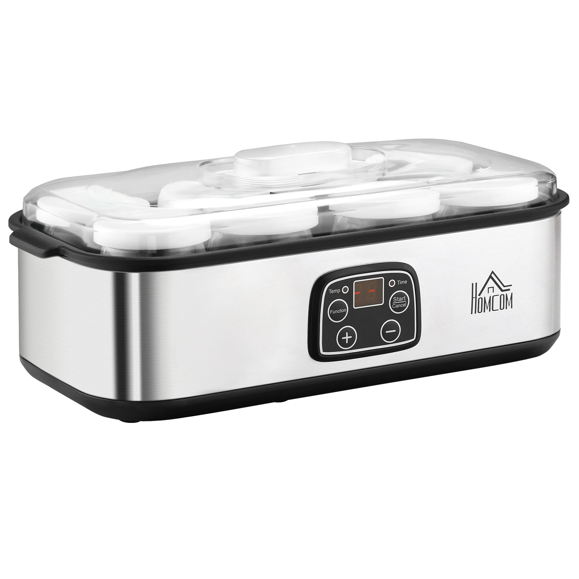 Yaourtière avec 8 pots en verre de 180ml, machine à yaourt électrique en acier inoxydable avec minuterie, thermostat réglable et affichage numérique pour des desserts maison sains - Image 11